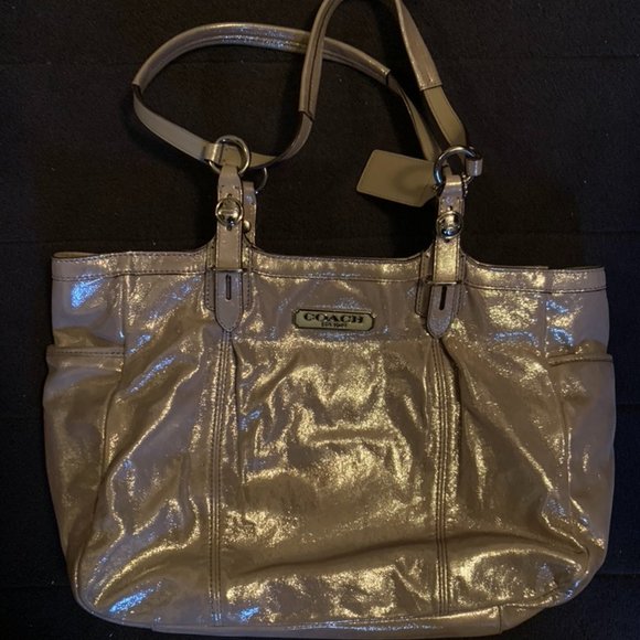 Shiny Soft Nude Coach Purse - Picture 1 of 4